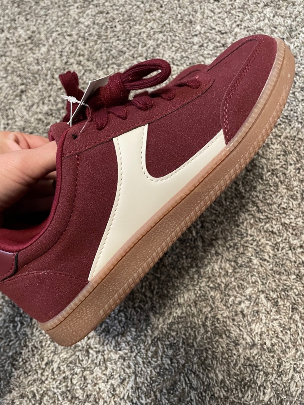 Women’s No Boundaries Maroon Burgundy Sneakers NWT - Picture 5 of 7